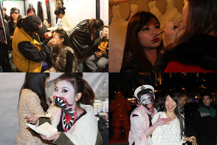 学员现场化鬼妆