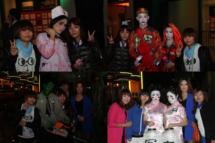 学员们与化好的鬼妆合影